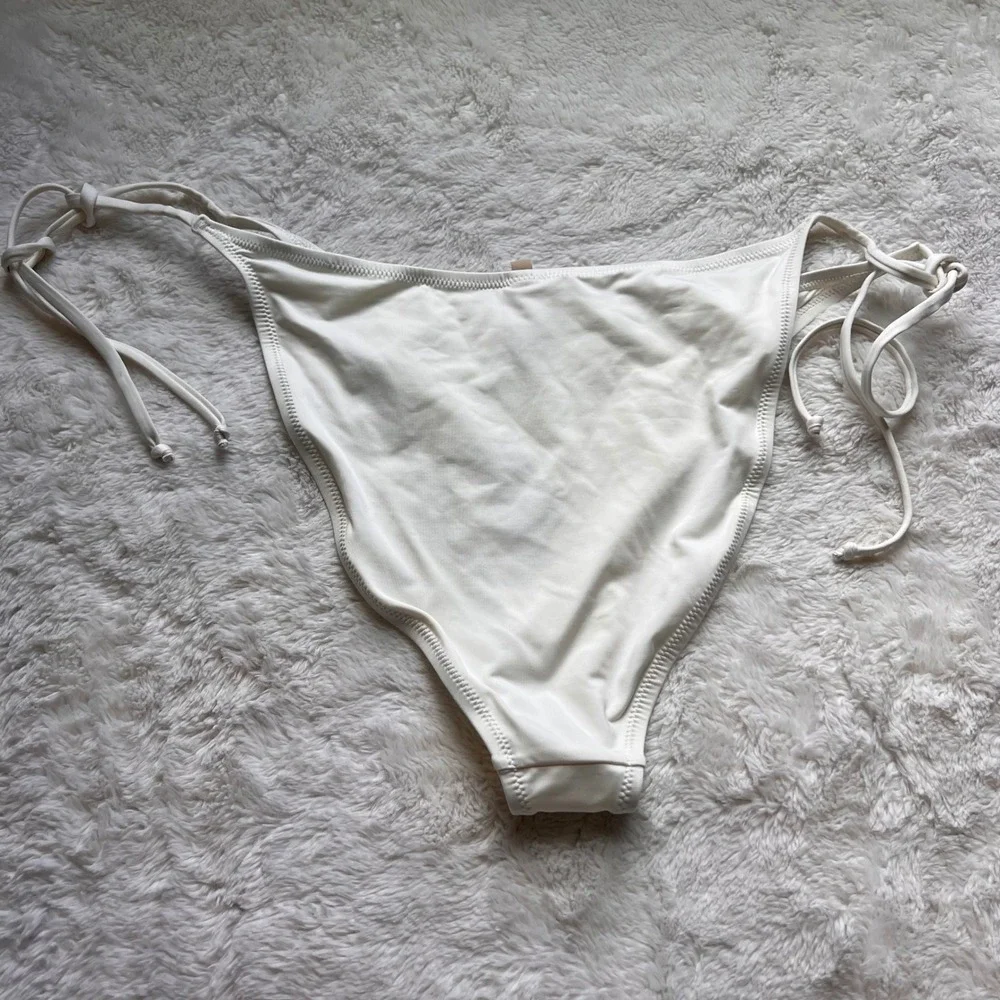 SKIMS Swim Tanga Bikini Bottom Sugar Plum White Side Tie High Cut Size 2X NEW